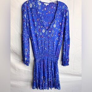 Poupette St. Barth Blue Floral Long Sleeve Dress